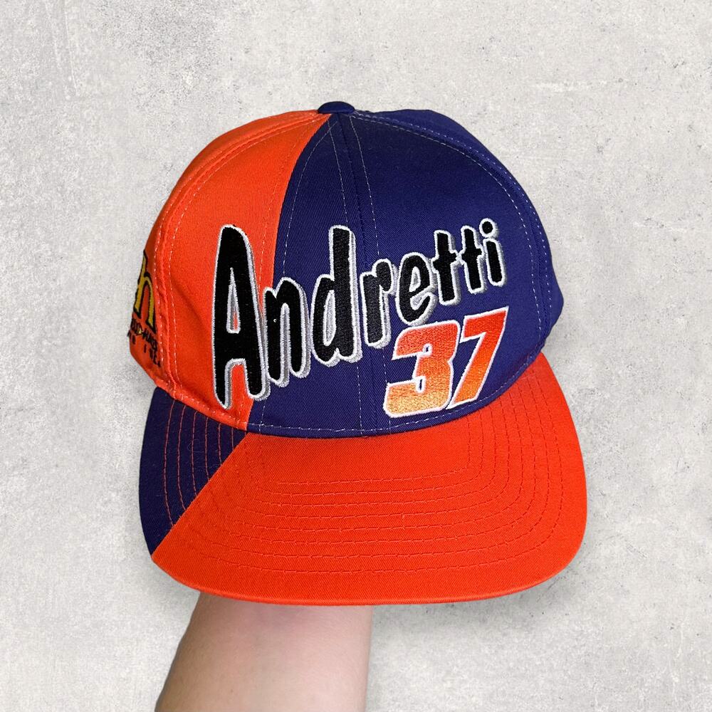 Vintage 90s John Andretti Nascar Snapback Hat OSFA Purple Orange 37 Colorblock